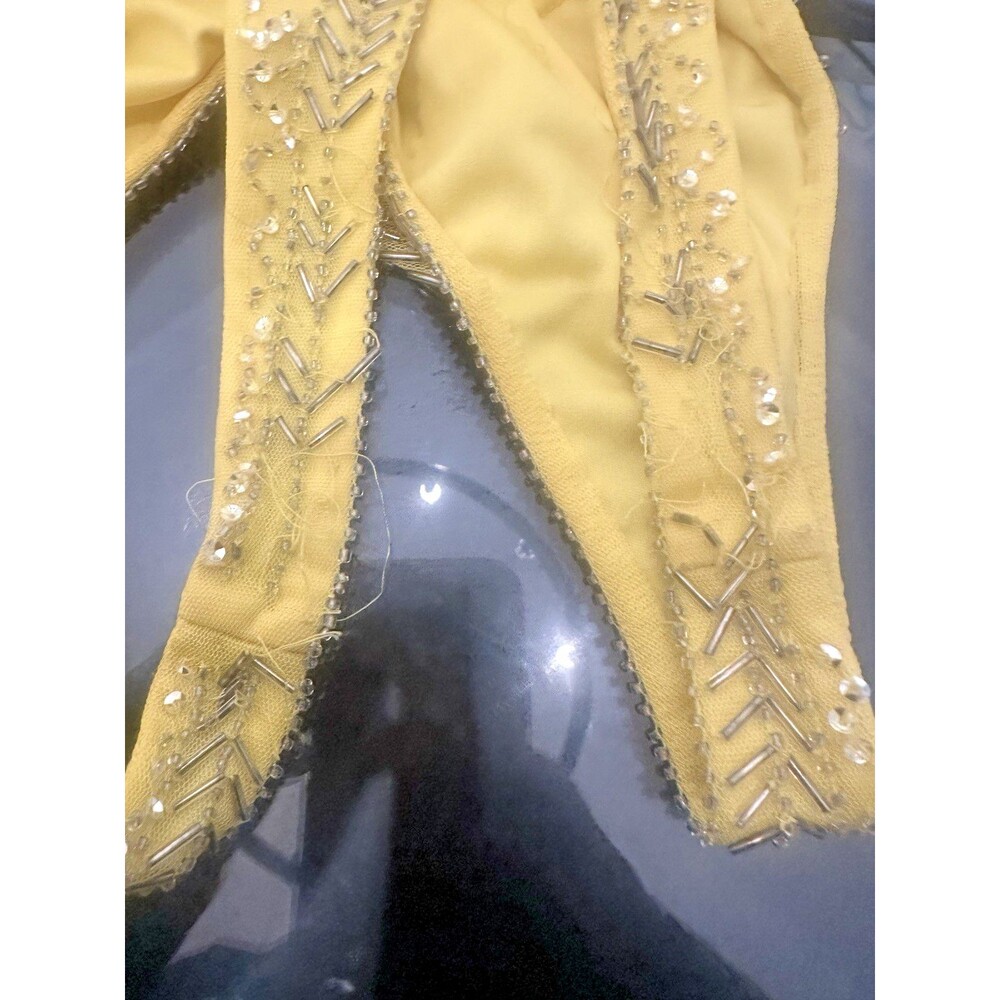 Adrianna Papell Yellow Beaded Mesh Art Deco Geometric Gala Dress Sz 12 NWT $ 298 - Picture 12 of 12
